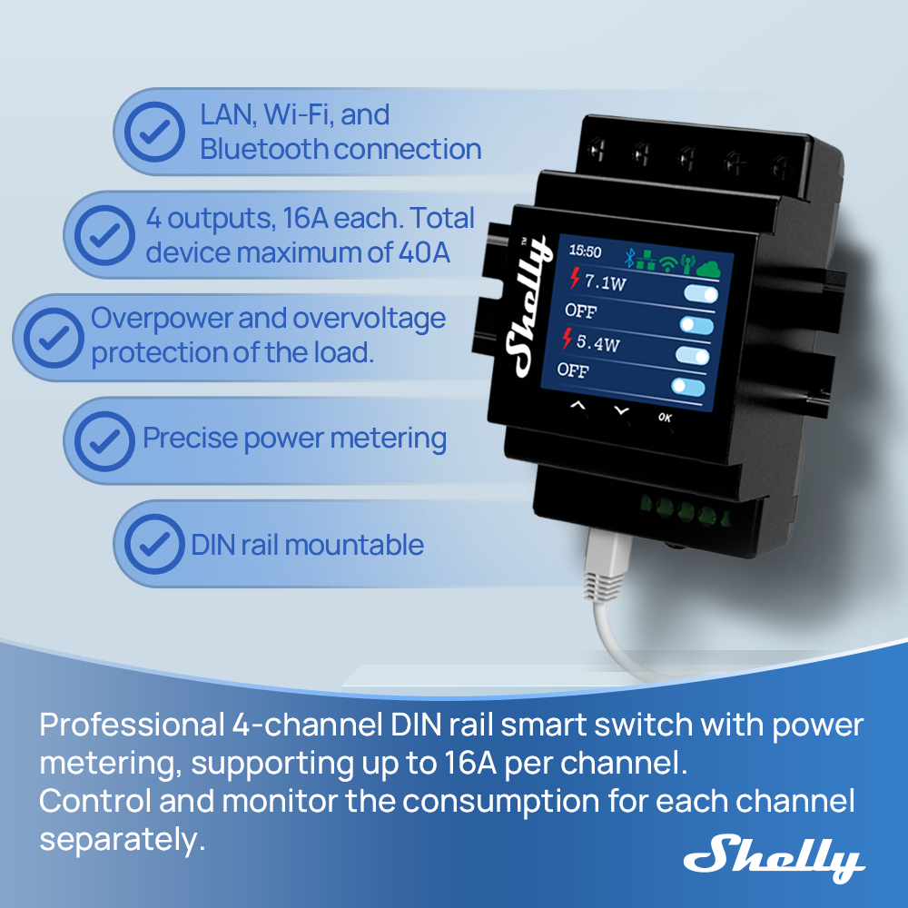 Shelly Pro 4PM أربع قنوات Rela - مراجعة Shelly Plug وسعره